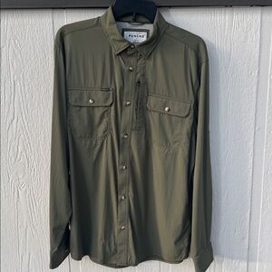 Poncho Olive Green Button-Up Shirt